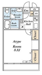 リブリ・西小岩 2階1Kの間取り