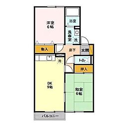 セジュール・ナカ 2階2DKの間取り