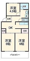 パークハイツ司 3階3DKの間取り