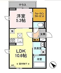 アグノス　エーナ 2階1LDKの間取り