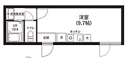 レピュア新板橋駅前レジデンス 2階ワンルームの間取り