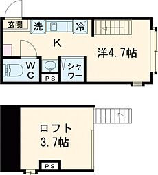 グレイス前野町 2階ワンルームの間取り