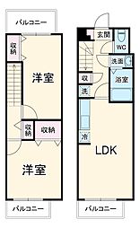 サンライズ幕張 3階2LDKの間取り