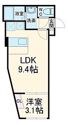 メゾンココン久地 1階1LDKの間取り