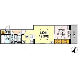 コニフェールII 1階1LDKの間取り