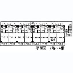 ウェルストーンIII 4階1Kの間取り