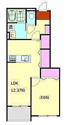 メビウステラス 1階1LDKの間取り