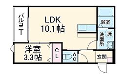 LECOCON一宮VI 1階1LDKの間取り