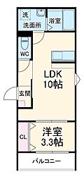 LECOCON一宮VI 1階1LDKの間取り