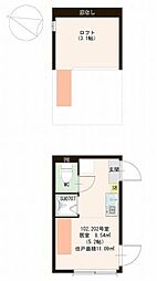 North Base 2階ワンルームの間取り