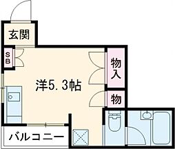 シエルアビタシオンａｏｉ 1C 1階ワンルームの間取り