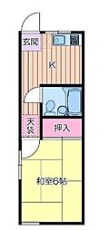 山本ハイム 1階1Kの間取り