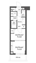 ブランシエスタ品川大井町パークエッジ 1階2Kの間取り