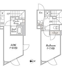 東京メトロ千代田線 代々木公園駅 徒歩9分の賃貸マンション 3階1LDKの間取り