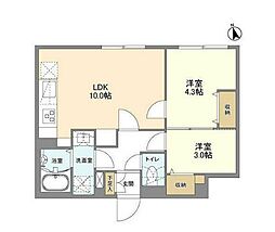 ウェルスクエア新宿戸山 3階2LDKの間取り