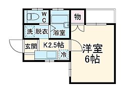 アルカス千本通 4階1Kの間取り