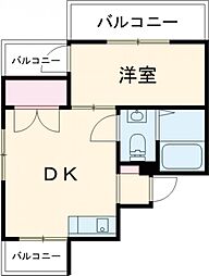 パールビル 3階1DKの間取り