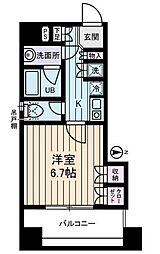 西川ビル 6階1Kの間取り
