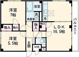コンタード高松台 1階1LDKの間取り
