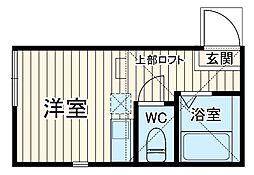 ユナイト弘明寺フィンズベリー 2階ワンルームの間取り