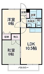 ダイヤモンドハイツ窪田Ａ 1階2LDKの間取り