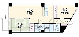 ラルゴ住吉 4階2LDKの間取り