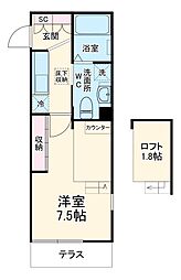 ＲＩＳ伍番館 1階1Kの間取り