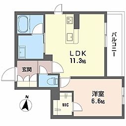 シャーメゾンボナンザ 2階1LDKの間取り