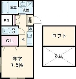 コーポアライ 2階1Kの間取り