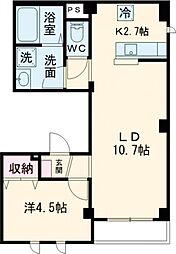 アベニール柏木 1階1LDKの間取り