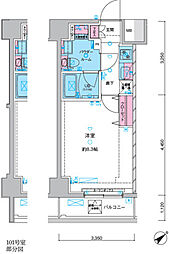 GENOVIA三ノ輪IIIskygarden 12階1Kの間取り