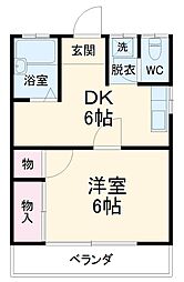 たくみ荘 2階1DKの間取り