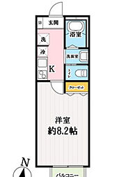キャメル西所沢プレミア 2階1Kの間取り
