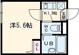 Well-being江北 2階1Kの間取り