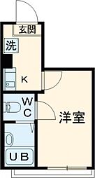 APT西新井 2階1Kの間取り
