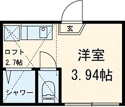 グレースプラージュ 203 2階ワンルームの間取り