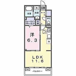湘南新宿ライン高海 前橋駅 3.2kmの賃貸アパート 1階1LDKの間取り
