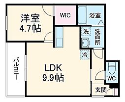 (仮称)ジーメゾン草刈フォーベル 1階1LDKの間取り