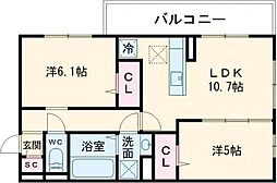ＦｌｅｕｒII 3階2LDKの間取り