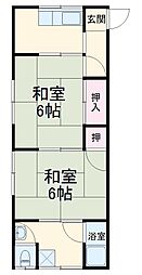 第一八ノ坪荘 1階2Kの間取り