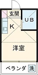 第5紀州ハイツ 106 1階ワンルームの間取り
