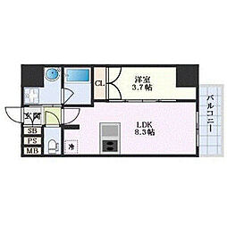 ディアレイシャス名古屋浄心 13階1LDKの間取り