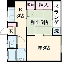 スカイメゾン 1階2Kの間取り