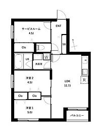 ＣＯＥＵＲ　ＢＬＡＮＣ西荻窪 3階2SLDKの間取り