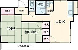 タカイチハイツＢ 1階2LDKの間取り