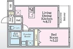 アイルグランデ赤羽 1階1LDKの間取り