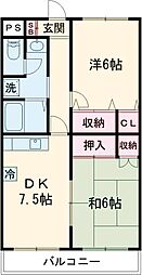 ＲＡＣＣＯＬＴＯ 2階2DKの間取り