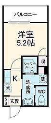 MELDIA新秋津 2階1Kの間取り