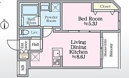 アイルグランデ赤羽 4階1LDKの間取り