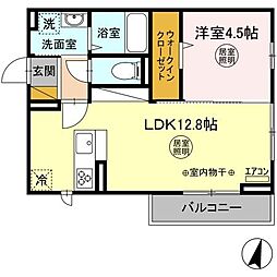 コンフォート　那珂 3階1LDKの間取り